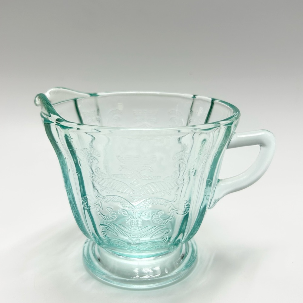 Depression light aqua antique glass creamer.